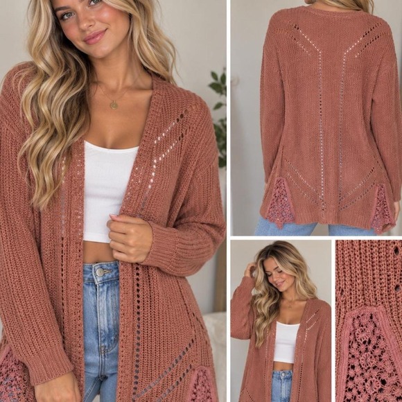 Sweaters - Gorgeous Pink ROSE cardigan